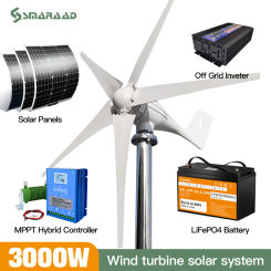3000W Wind Turbie Generator 12V 24V 48V With Free MPPT Controller PV Solar Panel Off Grid System Free Energy 220V For Home