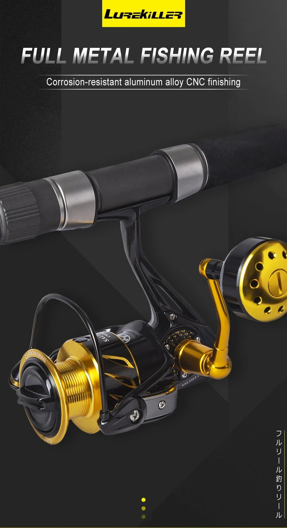 Description Picture 3 of itemLurekiller Saltist Fishing Reel 9+1bb Japan Fishing Spinning Reel Saltwater Stainless Steel Gears Trolling Fishing Reel