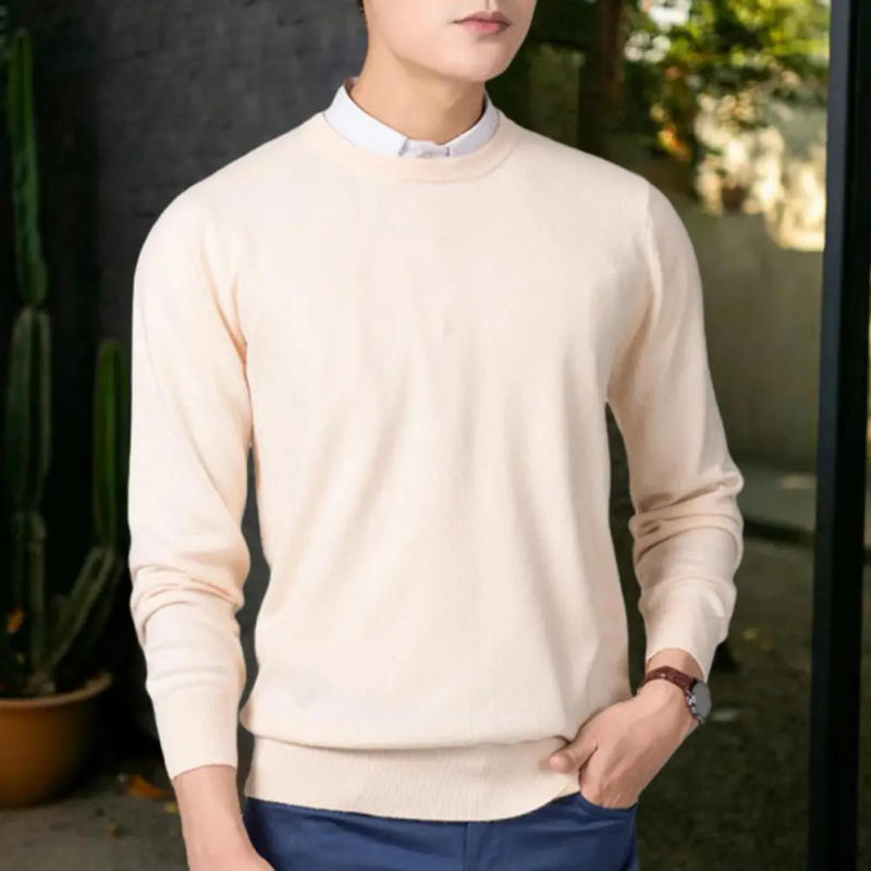 Description Picture 6 of itemSkin-touching Sweater Lightweight Men Sweater Men's V-neck Solid Color Sweater Slim Fit Knitwear Thick Pullover for Autumn