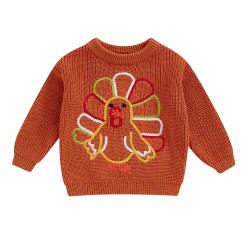 Baby Sweater Long Sleeve Crew Neck Turkey Winter Warm Knit Pullover Sweater Thanksgiving Clothes