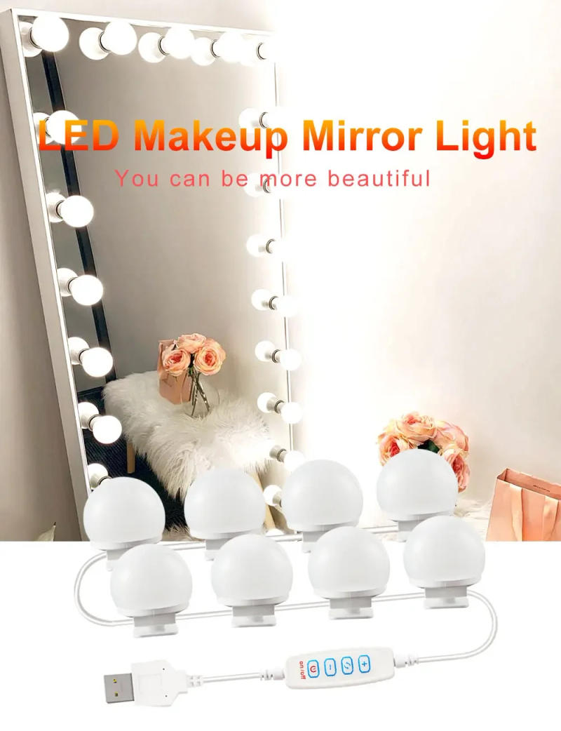 Description Picture 2 of itemLED Detachable Bulbs Professional Makeup Mirror Lamp USB Power Cosmetic Mirror Light Hollywood Dressing Table Vanity Lights