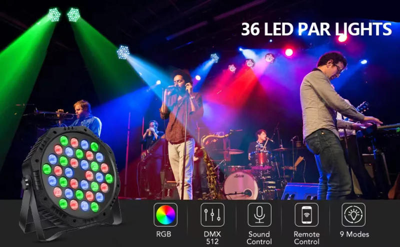 Description Picture 2 of item36LED Dance Lamp Remote and DMX Control Voice Control for Weddings Birthdays Christmas Holidays Music Performances Dance Parties