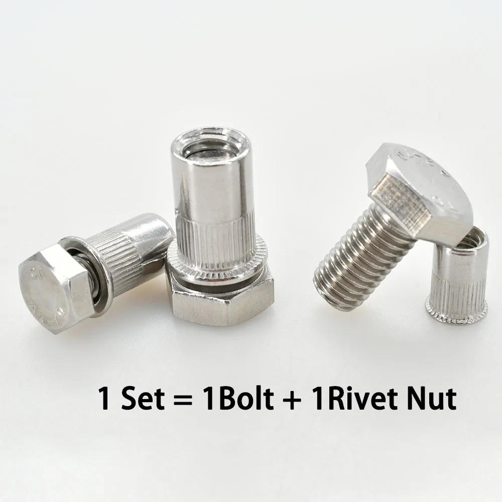 Description Picture 6 of itemThreaded Rivet Nut Screw Bolt Kit M3 M4 M5 M6 M8 M10 M12 304 Stainless Steel Hex Allen Bolts Screws Nuts Insert Set Rivet Nut