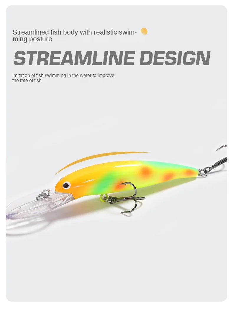 Description Picture 5 of itemMinnow 90mm/12g Long Throw Fishing Lures Deep Diving Sea fishing Hard Crankabits Wobblers Ocean Boat Fishing Tackle