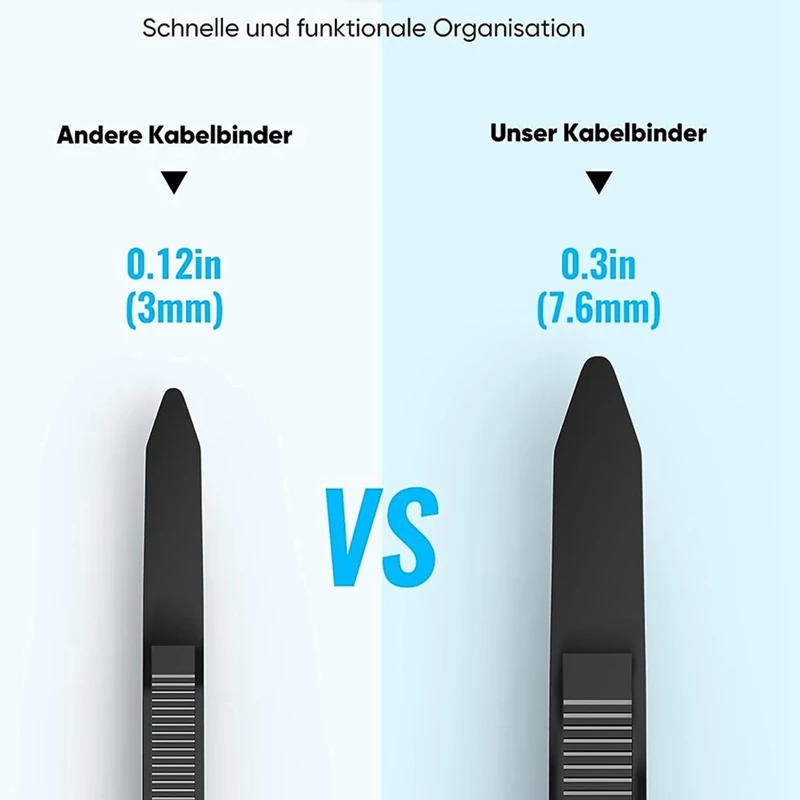 Description Picture 6 of item100 Pack Black Cable Zip Heavy Duty 12 Inch, 7.6Mm Strong Plastic Wire Ties With 70Kg Tensile Strength, UV Resistant