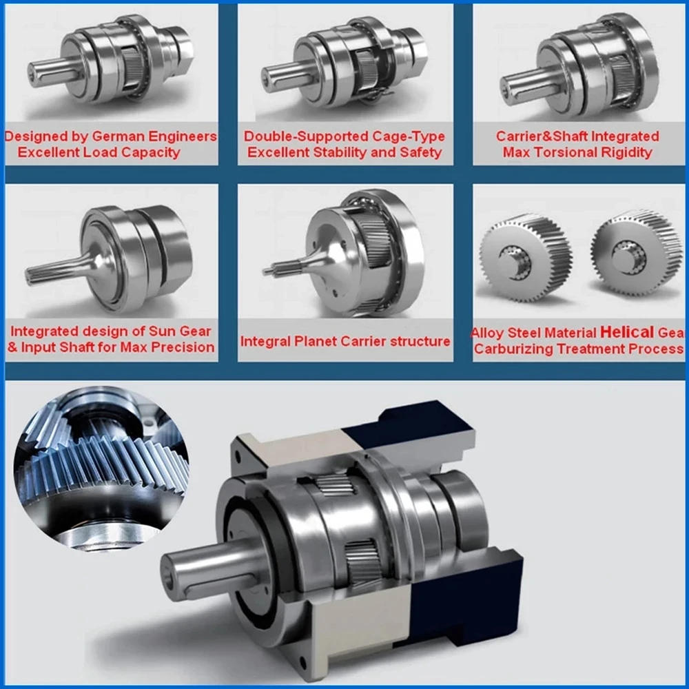 Description Picture 4 of itemNema 34 High Precision Helical Gear Planetary Gearbox Ratio 5:1~100:1 90mm Flange Servo Planetary Reducer 12.7 14 16 19mm Input