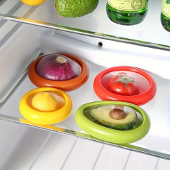 4Pcs ABS Fresh-Keeping Box Set Freezer Crisper for Fruits and Vegetables,Reusable Food Preservation Storage Containers with Lids