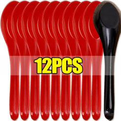 12/1pcs Mighty Porcelain Anti-Shock Spoons Rice Scoops Dumplings Porridge Soup Spoon Tableware Restaurant Home Kitchen Cutlery