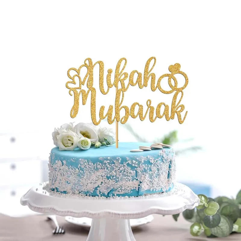 Description Picture 4 of itemNikah Mubarak Cake decoration Muslim Eid cake decoration Muslim Wedding Engagement party decoration supplies
