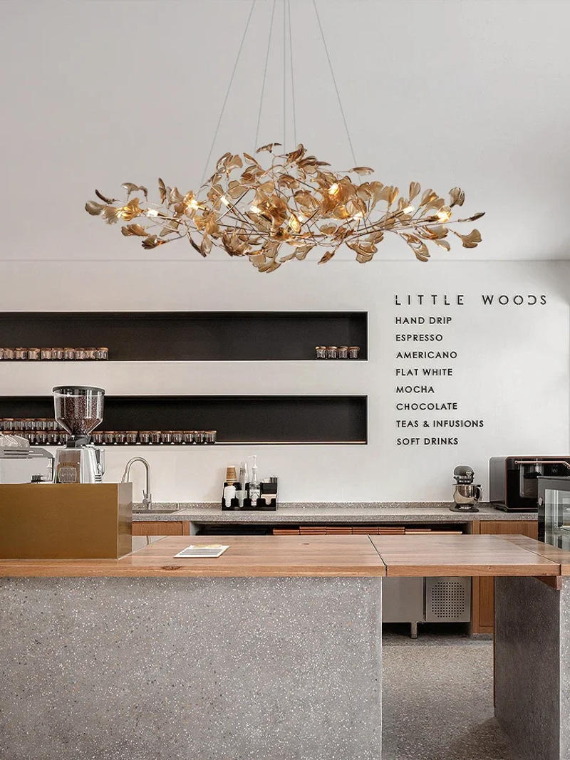 Description Picture 5 of itemArtpad Nordic Romantic Chandelier With Leaves Colorful Pendant Light for Hall Dining Living Room Art Acrylic Home Hanging Lamps