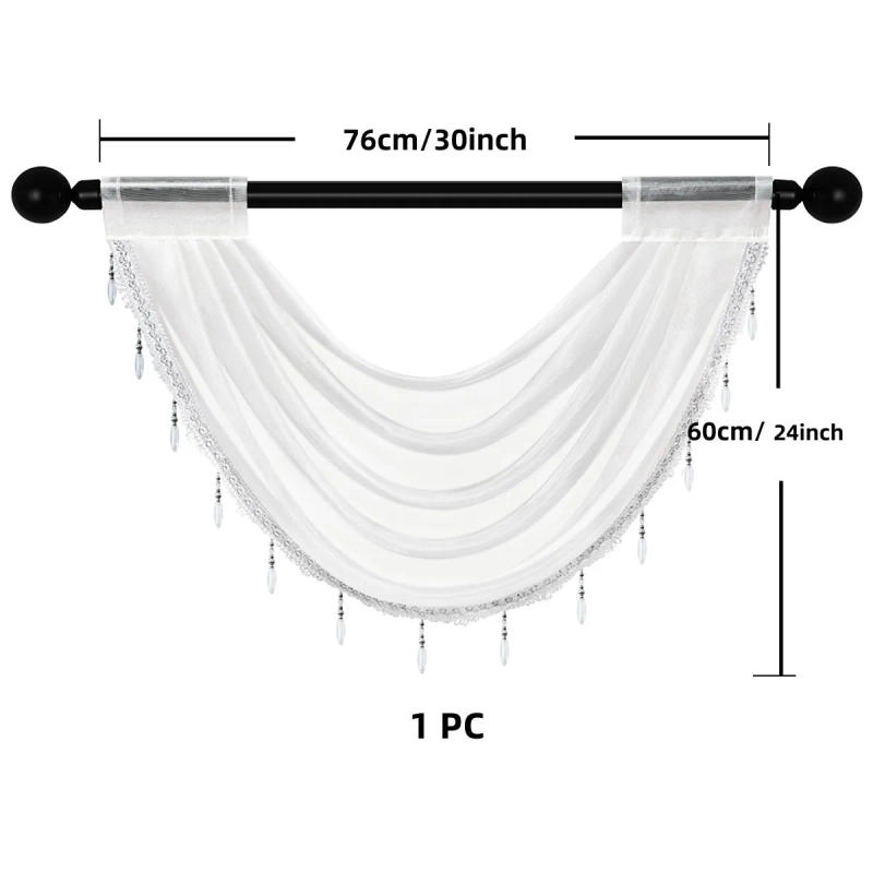 Description Picture 4 of item1pc Pure Color Thin Transparent Wave Valance,Rod Pocket,Simple and Fashionable Style Curtain Valance for the Window,Door Decor