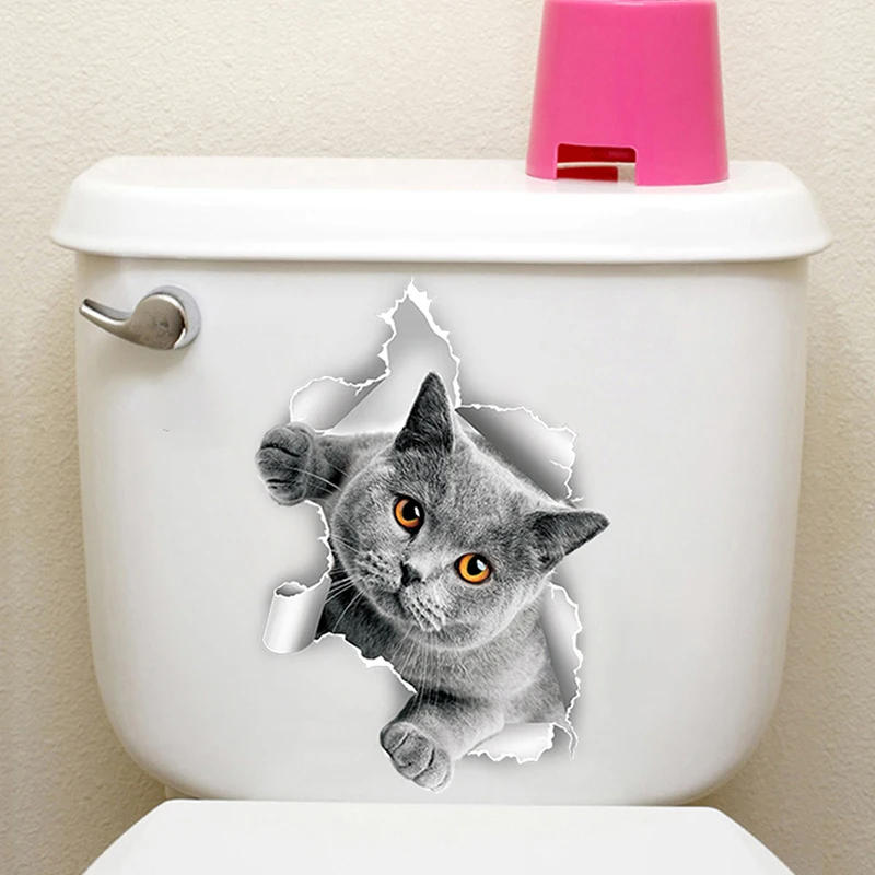 Description Picture 6 of itemFunny 3D Kitten Toilet Seat Stickers Decals Waterproof Peel & Stick Restroom Animal Decals Decor For Bathroom Washroom