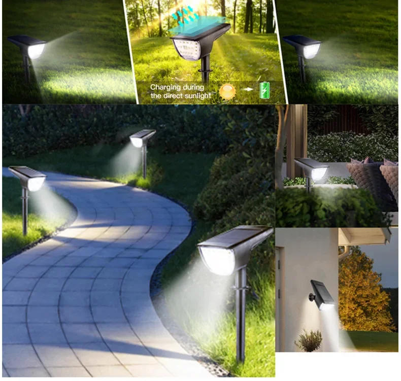 Description Picture 2 of item32 LED Solar Landscape Spot Lights Outdoor IP65 Waterproof Solar Powered Wall Light for Garden Yard Patio Driveway Walkway Decor
