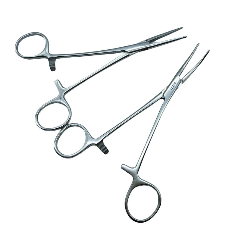 Description Picture 2 of itemStainless Steel Curved/Straight Tip 12.5/16/18cm Forceps Locking Clamps Hemostatic Forceps Arterial Forceps Clamp Hook Pliers