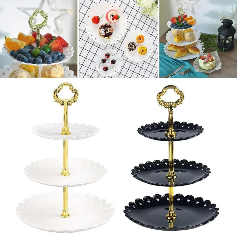 Description Picture 2 of item3 Layer Cake Stand Fruit Plate Tray Display Afternoon Tea Cupcake Holder Stackable Detachable Birthday Partys Dessert Shelf