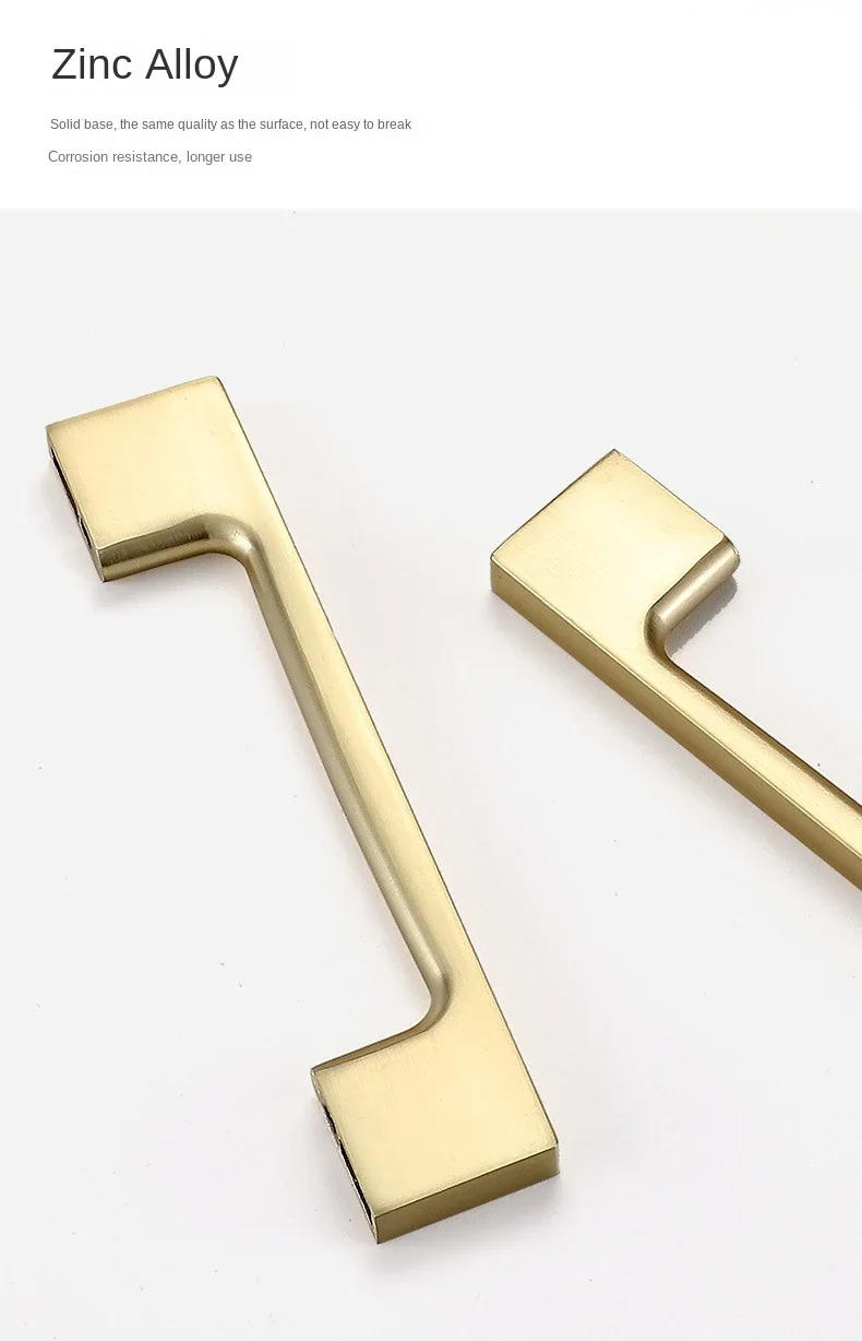Description Picture 5 of itemZinc Alloy Solid Handles Kitchen Cabinet Gold Knobs Wardrobe Door Drawer Shajin Pulls Furniture Cabinet Handles