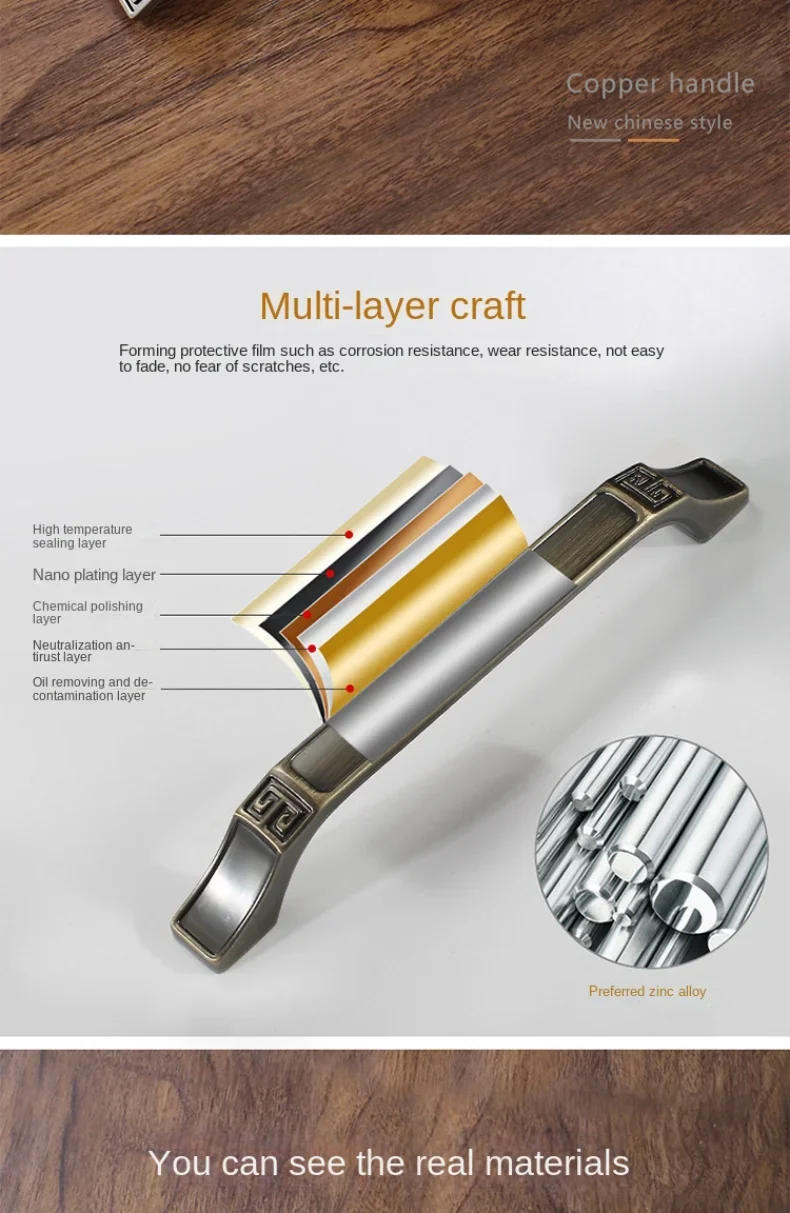 Description Picture 3 of itemNew Chinese Style Wardrobe Door Handle Antique Copper Cabinet Door Handle Drawer Cabinet Pull Hand Medium Furniture Hardware