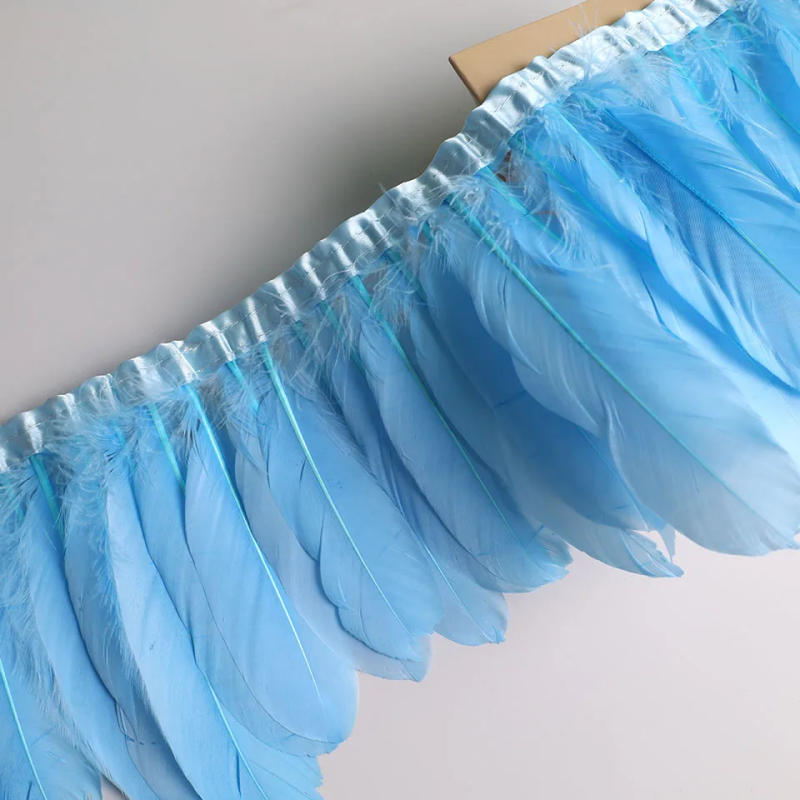 Description Picture 4 of item10Meters Goose Feather Fringe Ribbon Handicraft Accessories White Swan Feathers Trims Carnival Plumas Dress Decoration Wholesale