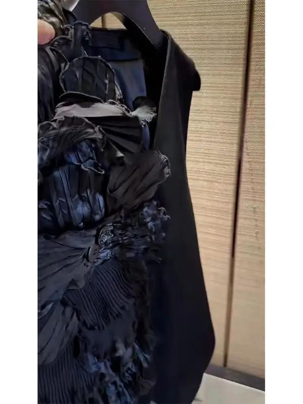 Description Picture 5 of itemWaistcoat Women 3D Floral Vests Jackets Chaleco Mujer Y2k Colete Feminino Black Coat Autumn Loose Chaquetas Tops