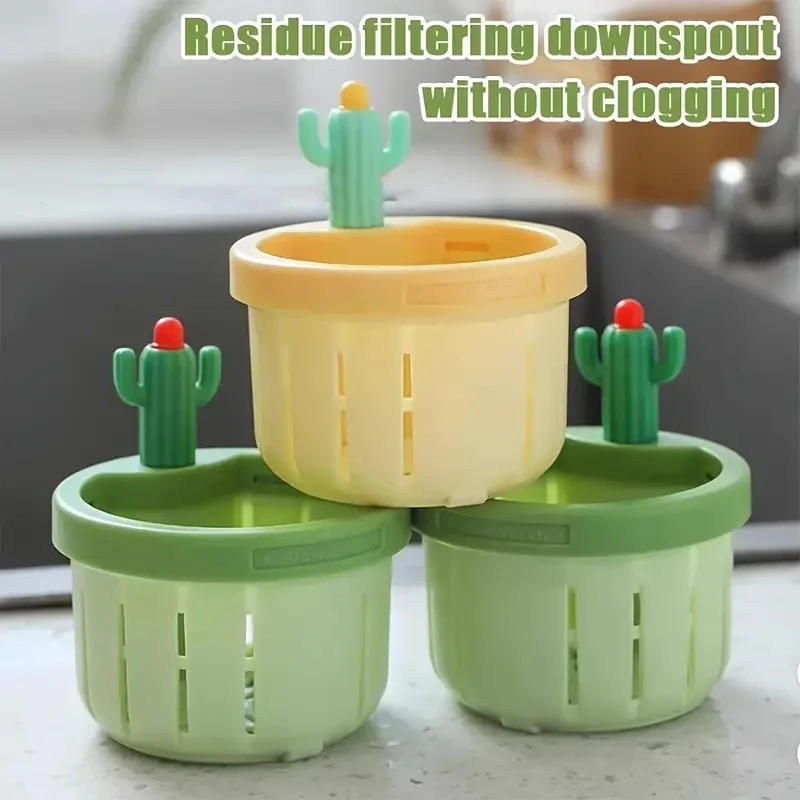 Description Picture 2 of item1pc Cactus Sink Filter Household Kitchen Drainage Basket Sink Debris Anti-blocking Anti-smell Anti-bug Strainer Sink Accessories