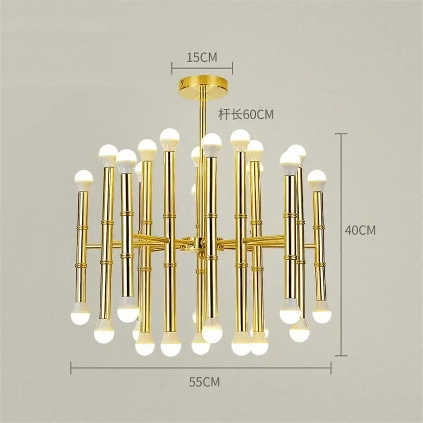 Description Picture 2 of itemPost-modern gold tube chandelier 18/30 heads iron led hanging lamps for living room dining room bedroom home interior lighting