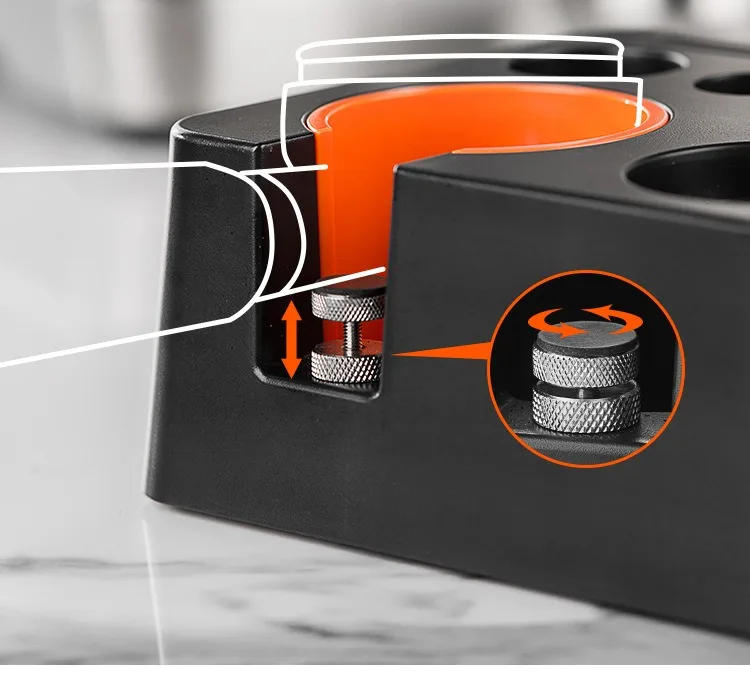 Description Picture 5 of item51/53/58mm Coffee Tamper Station Coffee Portafilter Rack Distributor Holder Coffee Ground Knock Box Espresso Tamper Storage Base