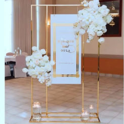 Wedding Decoration Shiny Plating Arch Outdoor Flower Display Stand Birthday Party Background Welcome Sign Balloon Stand 1pcs ﻿
