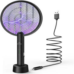 Electric Fly Swatter 4000V Bug Zapper Racket 2 in 1 Fly Swatter with 1200mAh Battery Rechargeable Mosquito Killer Lamp