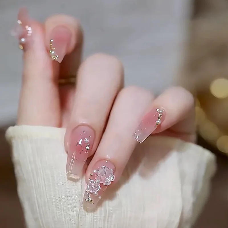 Description Picture 4 of item24pcs Fake Nails Nail Tip Full Cover Fake Acrylic Fake Nails Tip UV Gel Nail Extension System Oval Almond Carving Short Nails