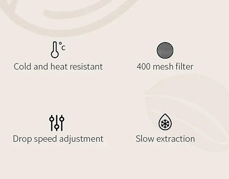 Description Picture 5 of itemProtable Glass Drip Filter Ice Drop Coffee Maker Cold Brew Dutch Coffee Maker Pot Specialized Barista with 100pcs Filter Paper