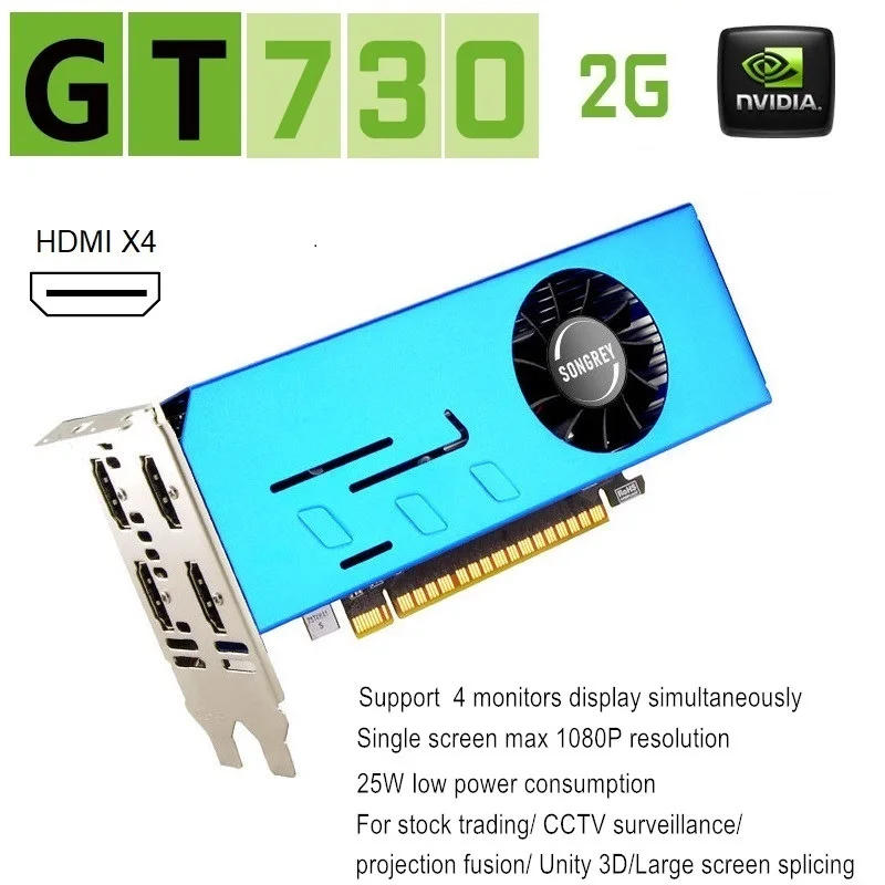 Description Picture 5 of itemSONGREY Multi-monitor Graphics Card GTX1050 1050Ti 750 750Ti GT730 4 HDMI Video Card 8K Multi Screen Splicing 4GB GDDR5