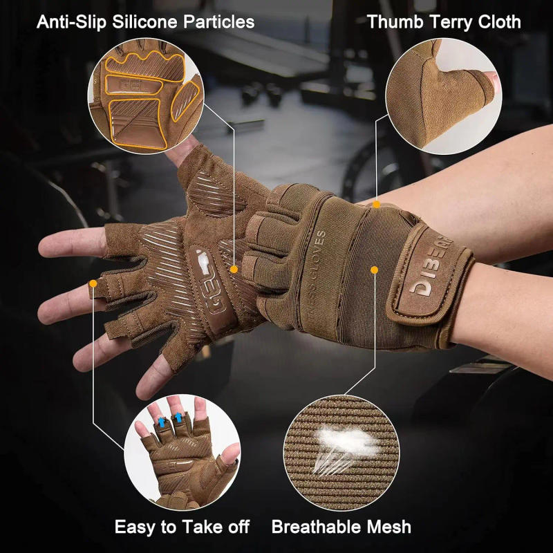 Description Picture 6 of item1 Pair Bodybuilding Gym Gloves Weightlifting Dumbbell Training Anti-Slip Fitness Gloves Crossfit Workout Exercise for Men Women