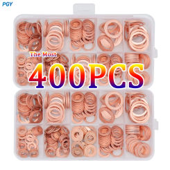 400/300/100PCS Copper Washer Gasket Nut and Bolt Set Sealing Solid Gasket Washer Flat Ring Seal Assortment Kit For Sump Plugs