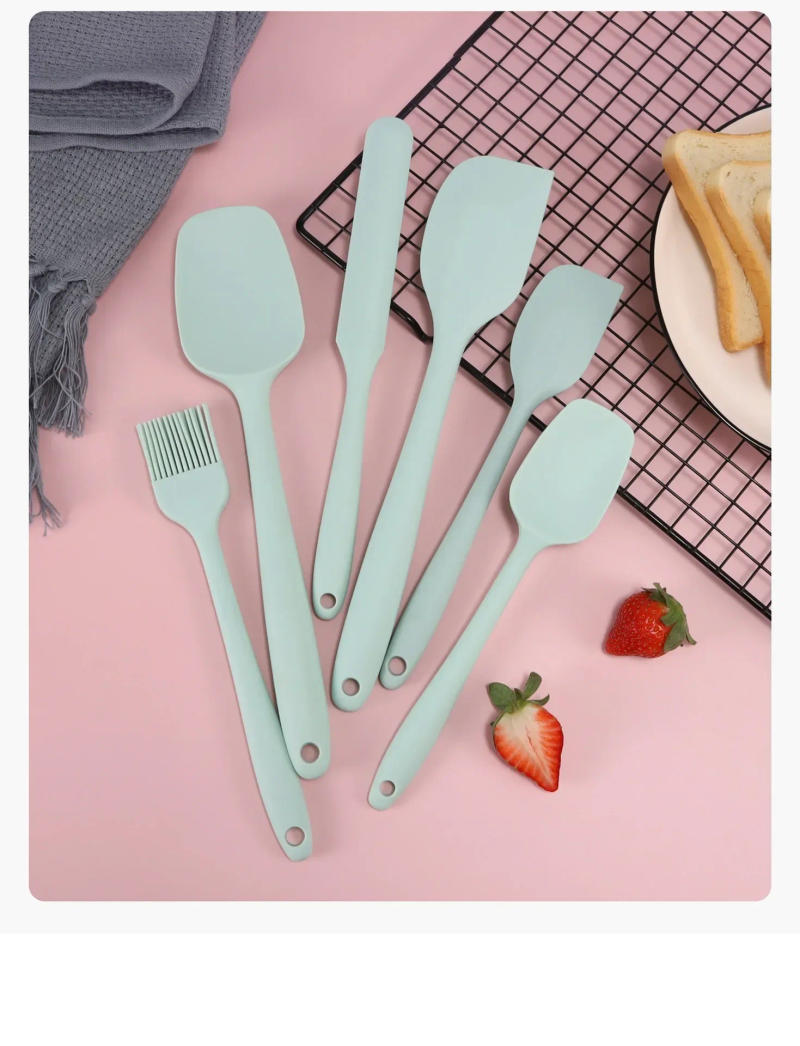 Description Picture 3 of item6 Pieces Silicone Spatula Set Food Grade Non Stick Heat Resistant Spatulas Turner Cream Mixing Spoon for Cooking Baking Tools
