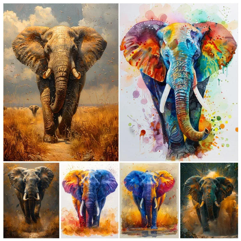 Description Picture 2 of item225533 Painting By Numbers Elephant On African Grassland Adult Acrylic Kit Seascape DIY Paint Canvas Artwork Art Gift