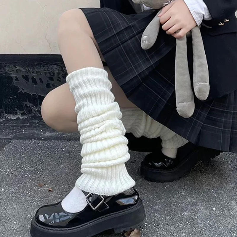 Description Picture 4 of itemY2K Winter Leg Warmers Women Girls Solid Color Wool Knitted Long Sock Soft Comfortable Warm Cotton Stockings Fashion Accessories