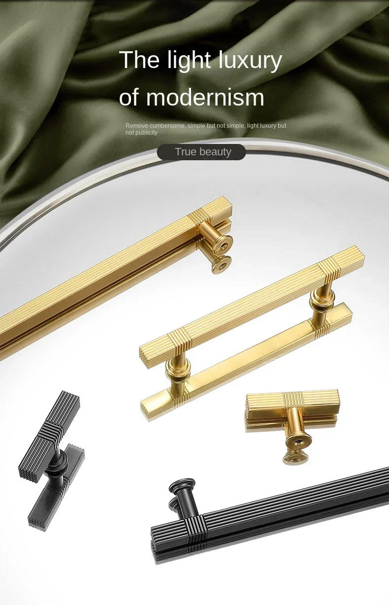 Description Picture 3 of itemModern Simple Cabinet Door Handles Gray Gold Nordic Cupboard Drawer Pulls and Knobs Furniture Handles Hardware