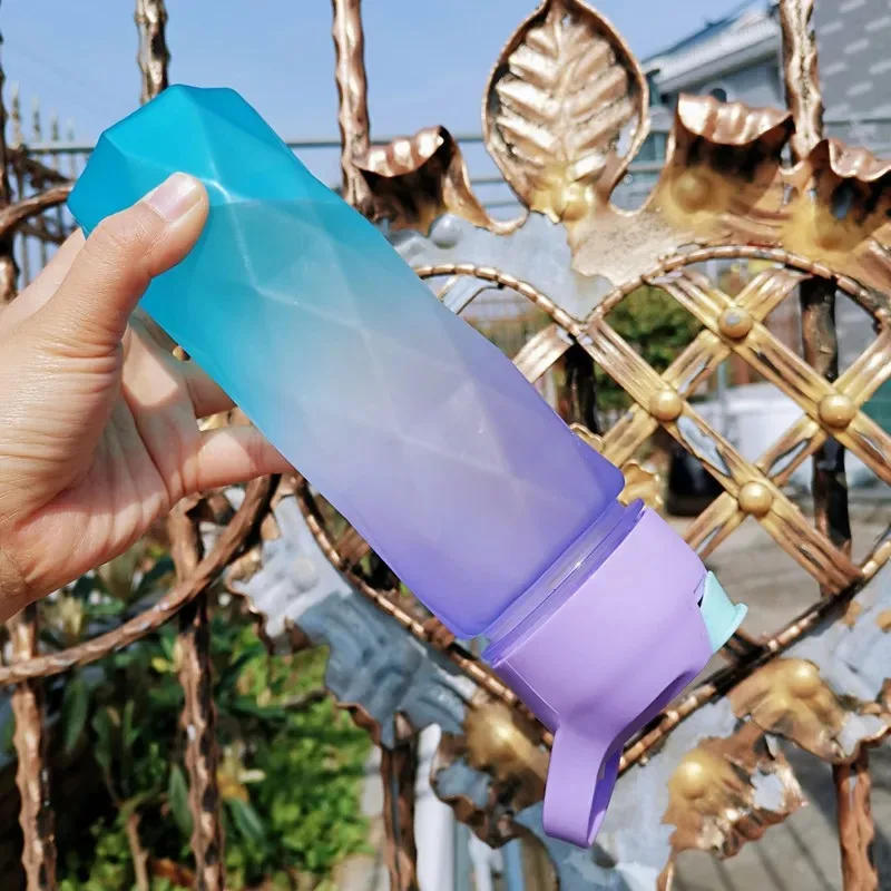Description Picture 6 of item600ML Gradient Sports Water Bottle For Girls Plastic Water Bottles With Straw Portable Drinking Bottle For Outdoor Travel Gym