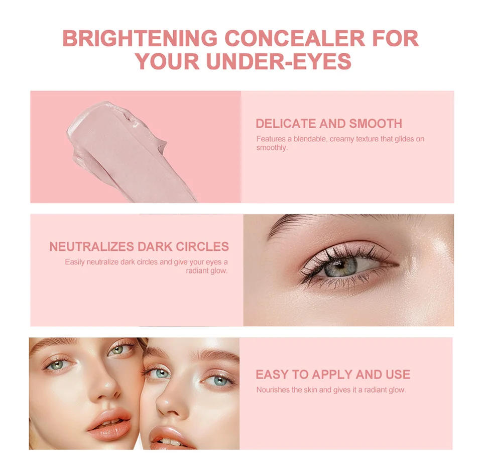 Description Picture 4 of itemHydrating Brightening Concealer For Under-Eyes Creamy Pink Contour Full Coverage Long Lasting Correcting Eye Dark Circles Makeup