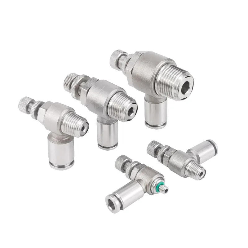 Description Picture 5 of item304 stainless steel pneumatic air pipe joint speed control one-way flow limiting cylinder throttle valve SL6-01/8-02/10-03