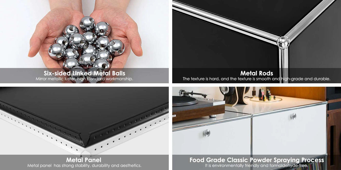 Description Picture 4 of itemStorage Cabinet Sideboard Haller Cabinet Storage Shelf Modular Furniture Stainless Steel Metal Board Living Room Cabinet-No Keys