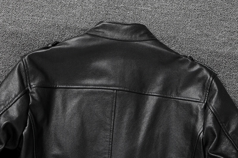 Description Picture 6 of itemBlack Genuine Leather Jacket Men Real Cow Leather Jackets Mens Coats Autumn Spring Chaqueta De Cuero Para Hombre Casacos 가죽점퍼