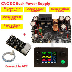 125V 22A 1500W DC DC Buck Converter Step-down CNC Adjustable Stabilized Voltage Power Supply Regulator with Bluetooth/USB Module