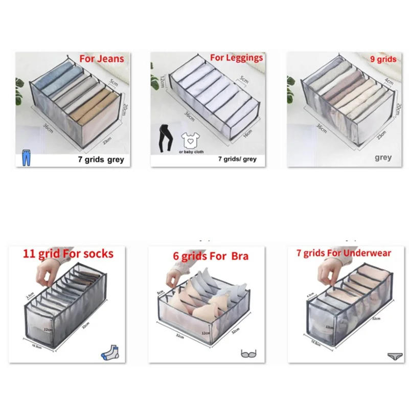 Description Picture 2 of itemhome Clothes Jeans storage boxes mesh net bag Closet Organizer Foldable Underwear baby cloth sock Pants Dividers Drawer Wardrobe