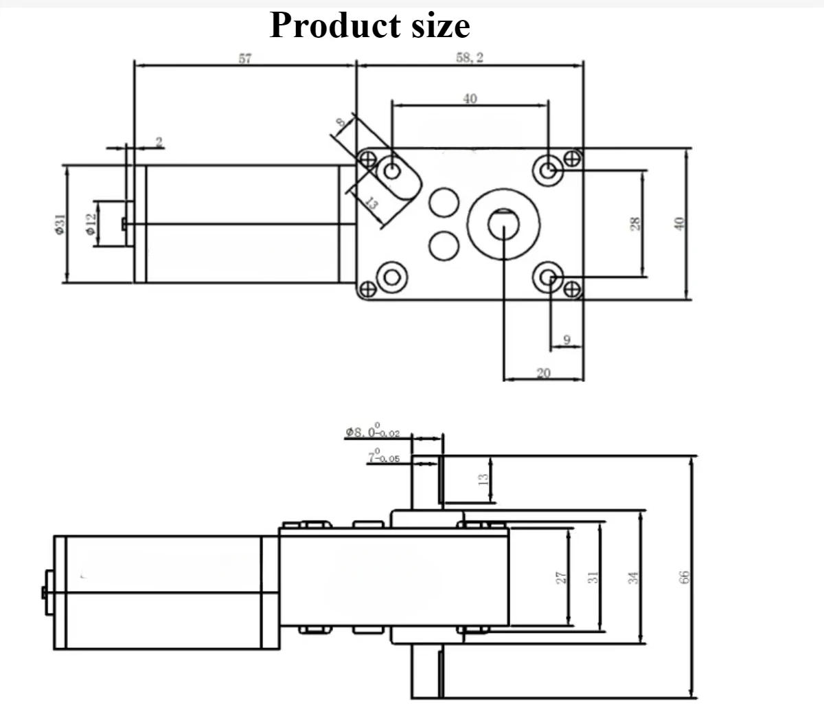 Description Picture 6 of itemDouble Shaft Worm Gear Motor DC 12V 24V High Torque Maximum 70KG Self Locking Adjustable Speed Forward Reverse Motor 4-470RPM