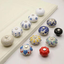Fashion Drawer Wardrobe Cabinet Door Pull Pastoral Pumpkin Ceramic Handle Single Hole with Screw Furniture Knob