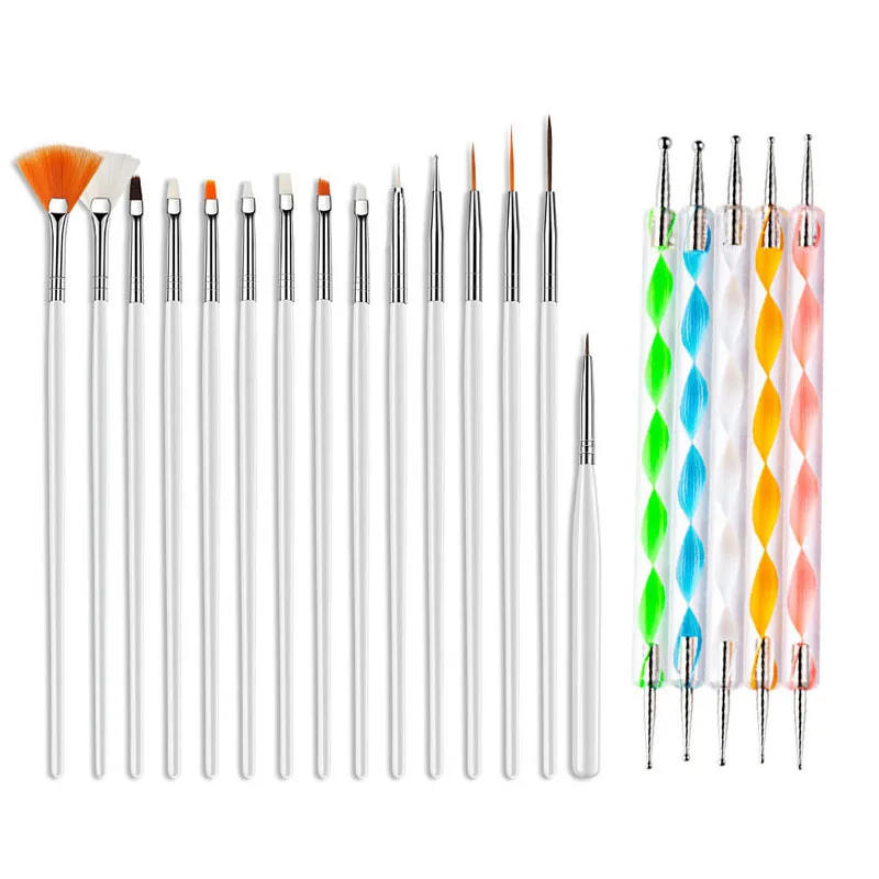 Description Picture 3 of itemNail Art Brushes Set Tip Painting UV Gel Drawing Carving Dotting Pen FlatFan Liner Acrylic Nail Tool Professional Nail Supplie #