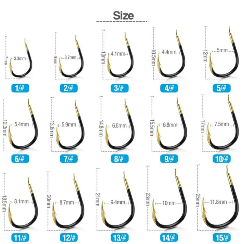 Description Picture 4 of item20 pcs Fishing Hook Single Fishhook Fishing Accessories Supplies Lures Carp Fishing Tackle Barbed Colored Tungsten Alloy