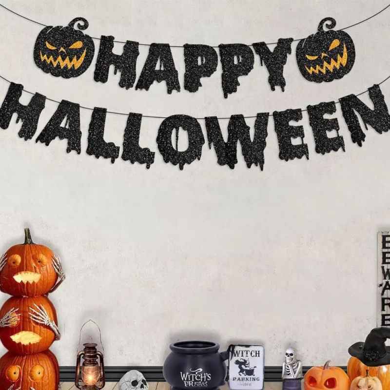 Description Picture 5 of itemRuntowo Happy Halloween Banner , Halloween Paper Hanging Garland Bunting Banner ,Pumpkin Flag, Halloween Party Backdrop Decor