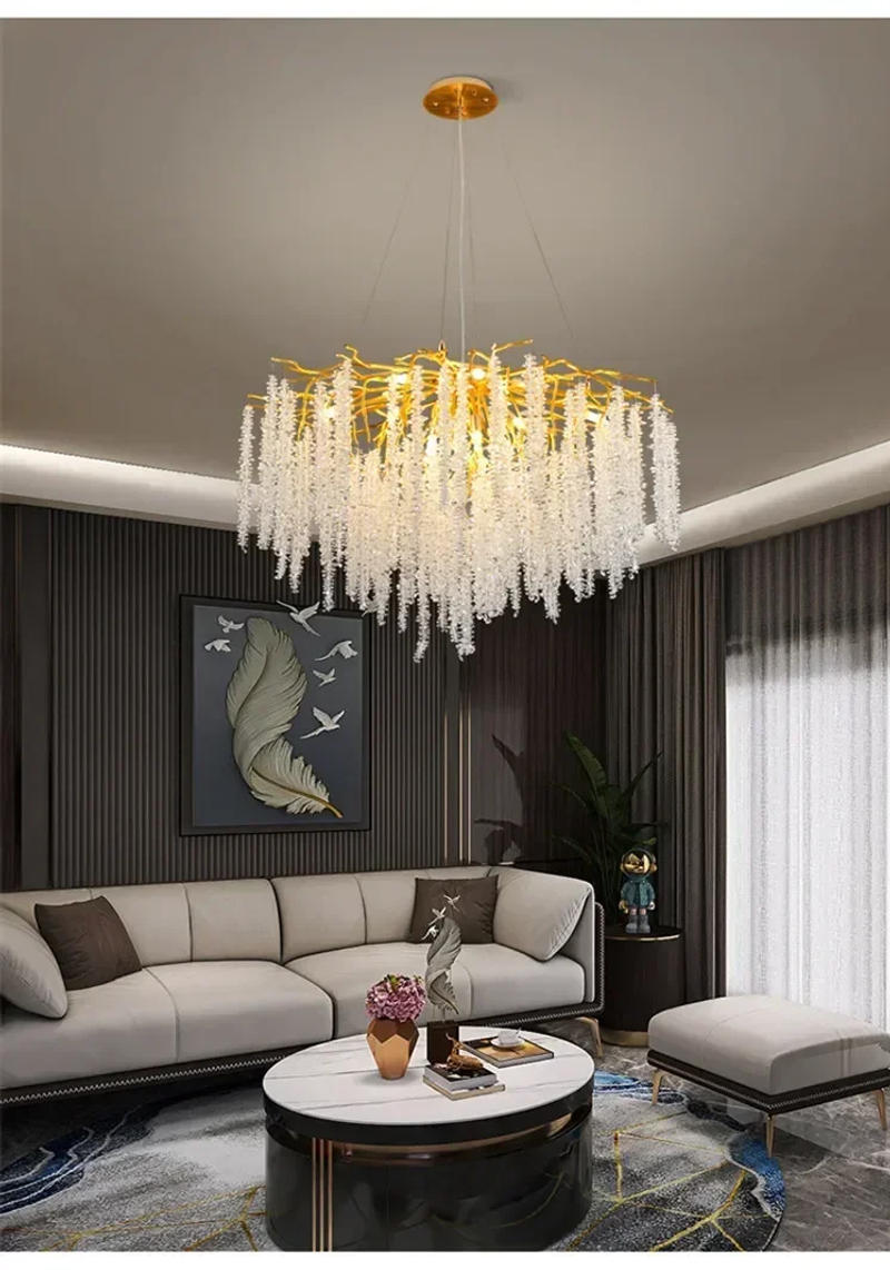 Description Picture 6 of itemNordic Tree Branch Lustre Crystal Led Lights Modern Dining Table Pendant Chandelier Modest Ceiling Lamps for Room Home-appliance